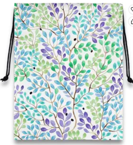 blue and purple watercolor leaf grip bag